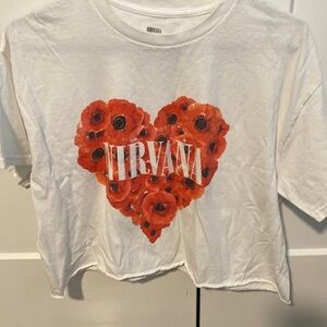 NIRVANA CROPPED WHITE TEE